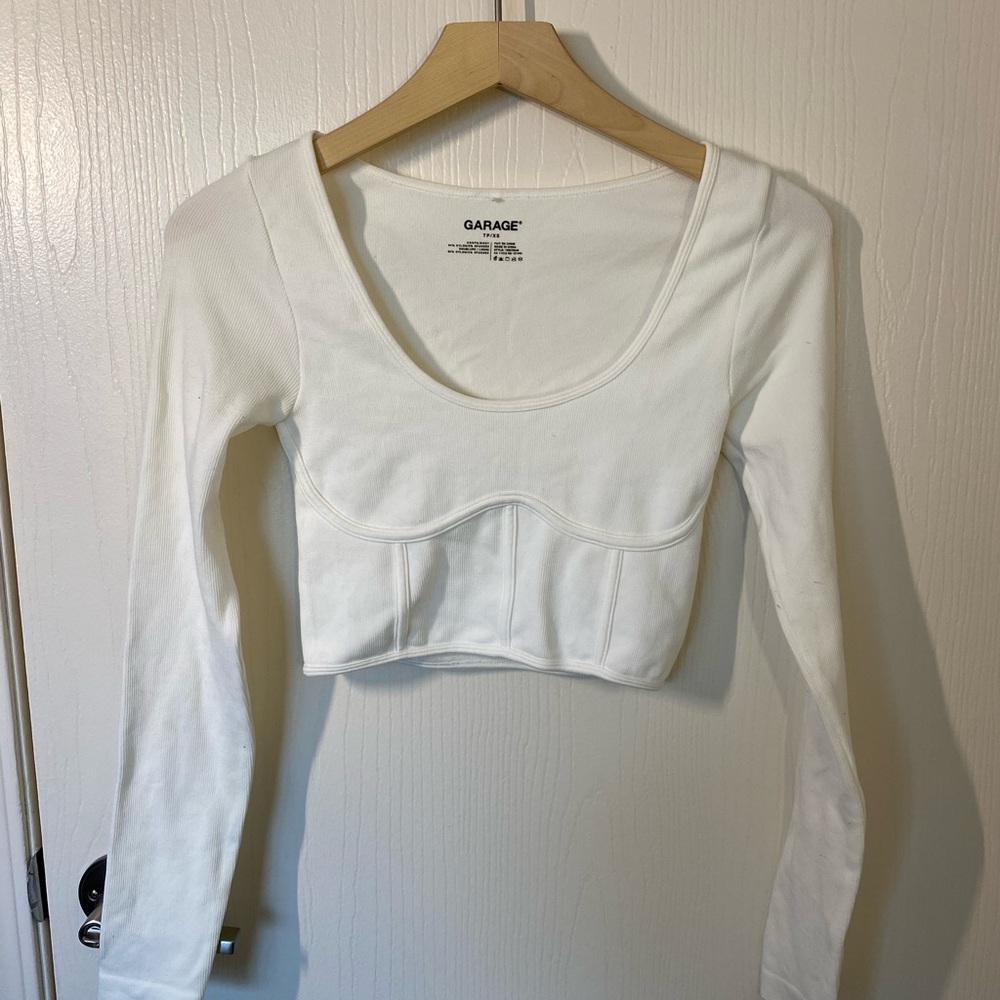Garage Women's Ivory Long Sleeve Crop Top